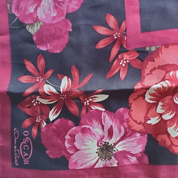 Oscar de la Renta Square Floral Satin scarf wrap - Picture 7 of 14